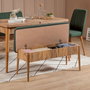 Hanah Home Banco Verde Pino Atlántico, Banco de Lino, Banco para Sala de Estar, Entrada o Dormitorio, 110x40x46 cm, Diseño Moderno
